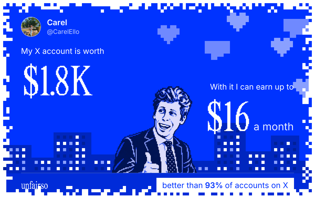 Carel's X account can earn up to $16 a month