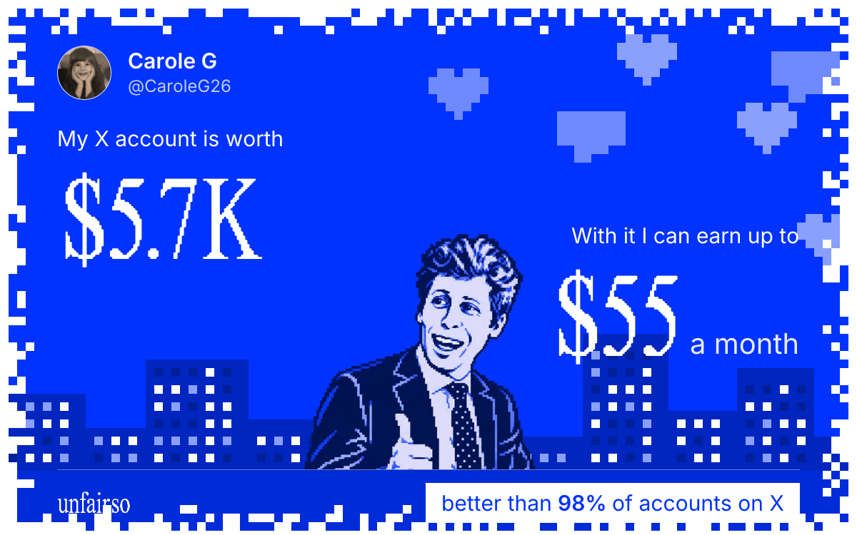 Carole G's X account can earn up to $55 a month