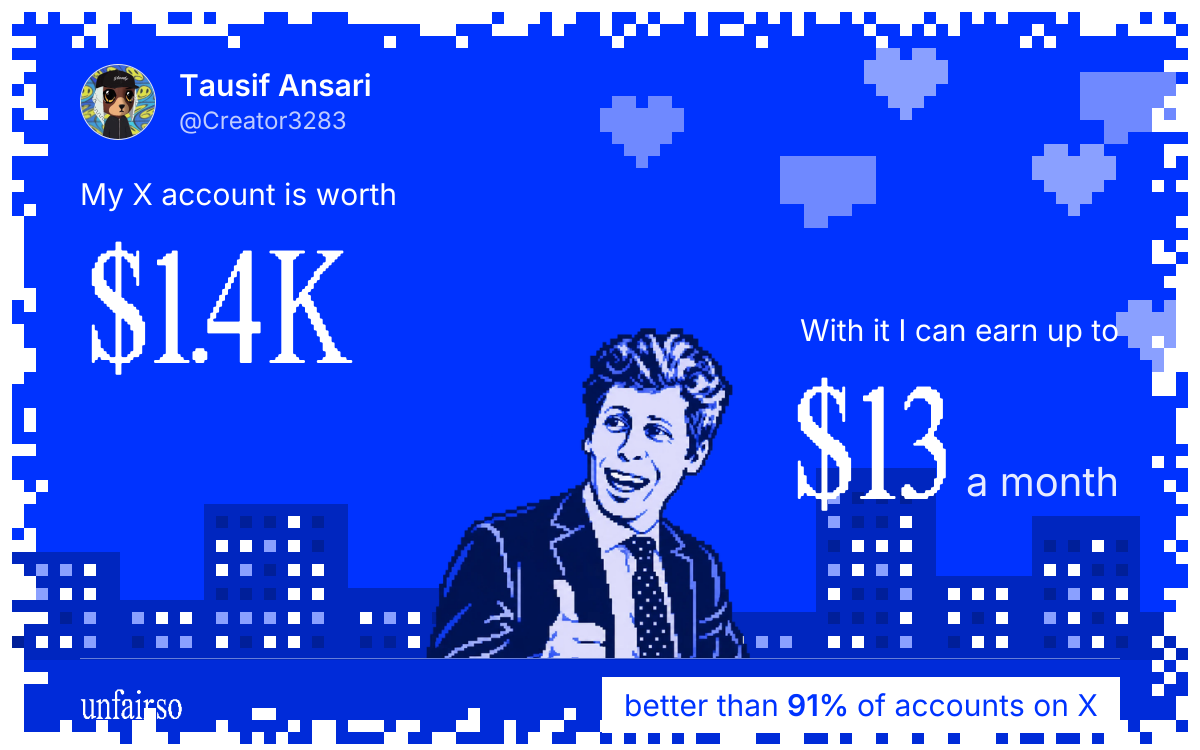 Tausif Ansari's X account can earn up to $13 a month
