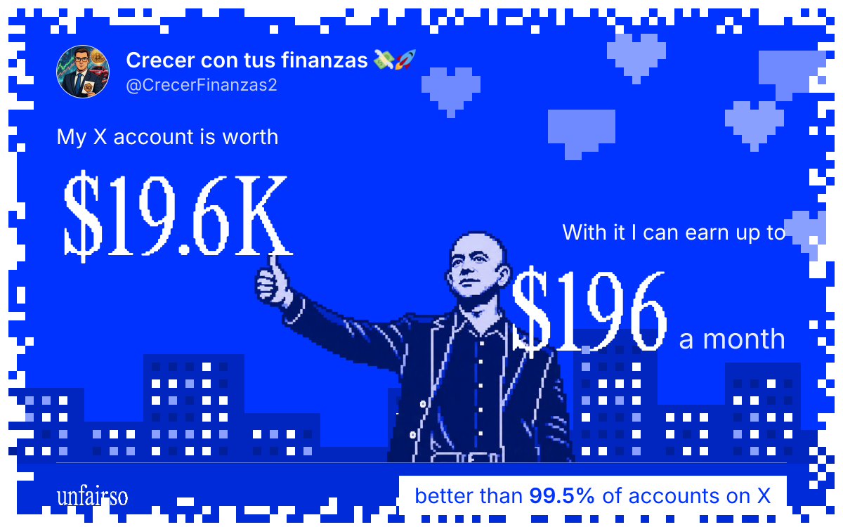 Crecer con tus finanzas 💸🚀's X account can earn up to $196 a month