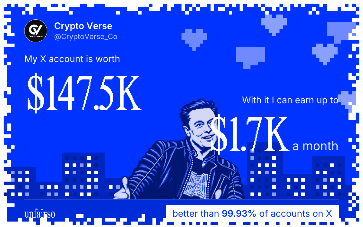 Crypto Verse's X account can earn up to $1.7K a month
