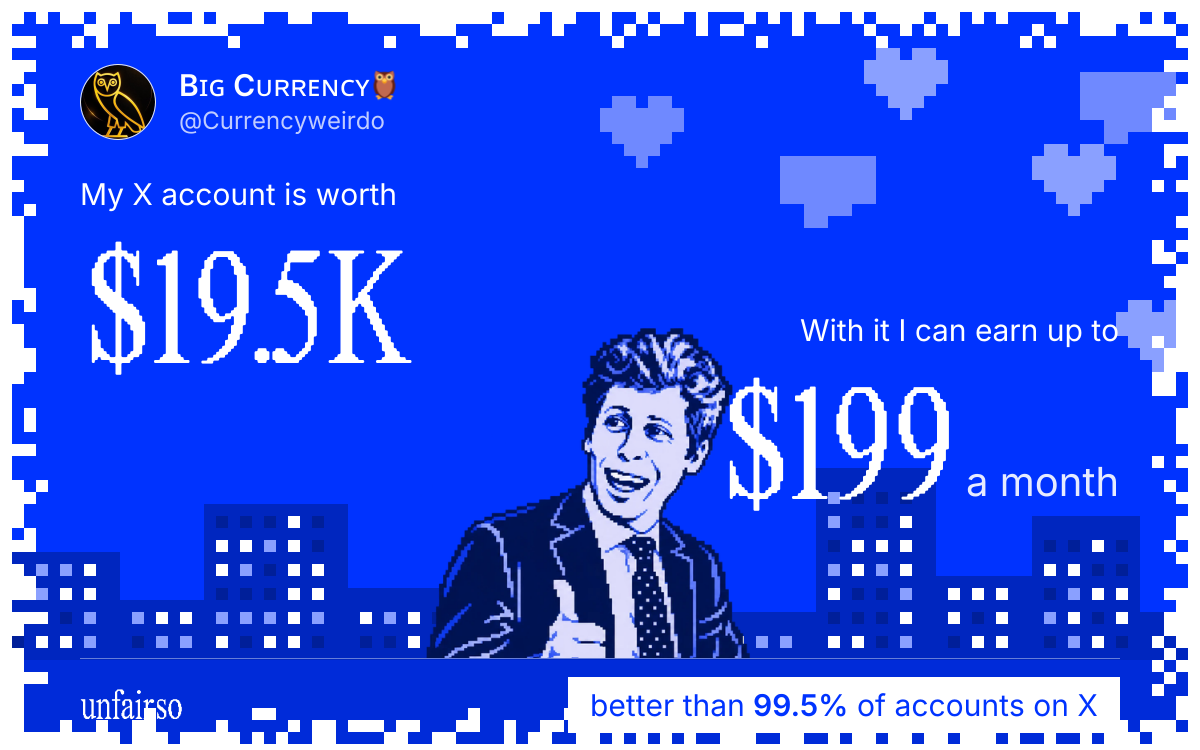 Bɪɢ Cᴜʀʀᴇɴᴄʏ🦉's X account can earn up to $199 a month