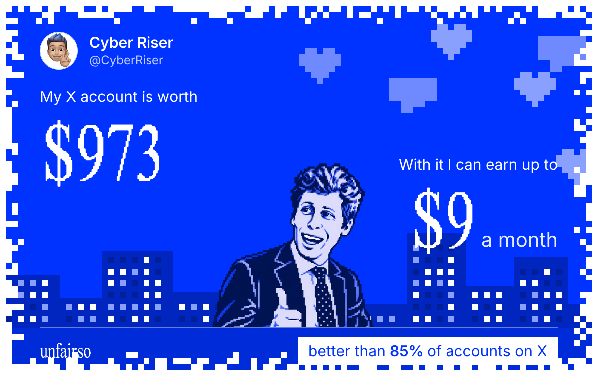 Cyber Riser's X account can earn up to $9 a month