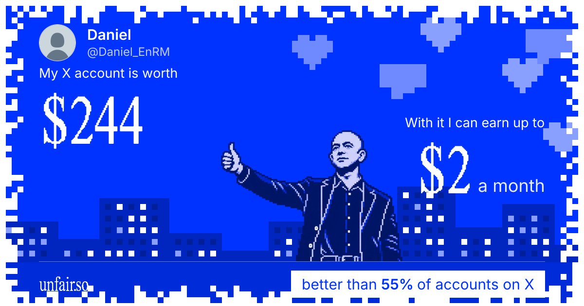 Daniel's X account can earn up to $2 a month