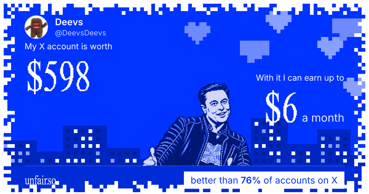 Deevs's X account can earn up to $6 a month