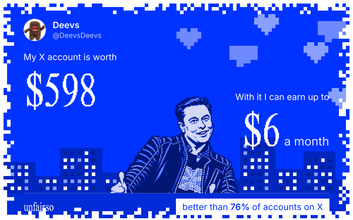 Deevs's X account can earn up to $6 a month