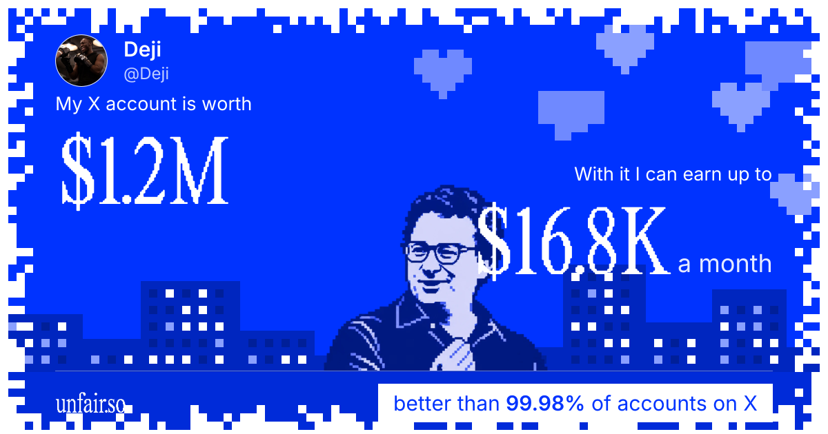 Deji's X account can earn up to $16.8K a month