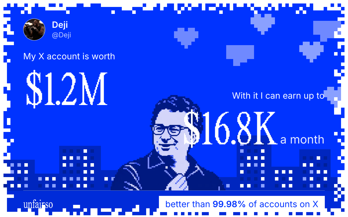 Deji's X account can earn up to $16.8K a month