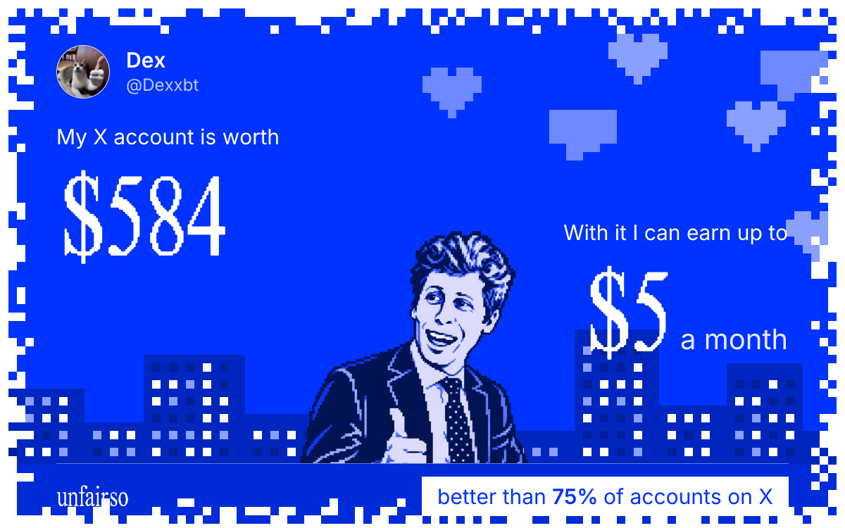 Dex's X account can earn up to $5 a month