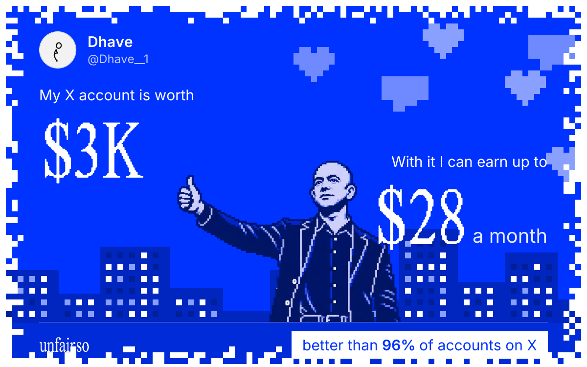 Dhave's X account can earn up to $28 a month