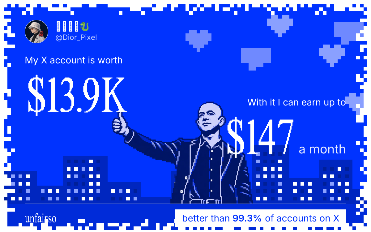 𝗗𝗜𝗢𝗥🐉's X account can earn up to $147 a month
