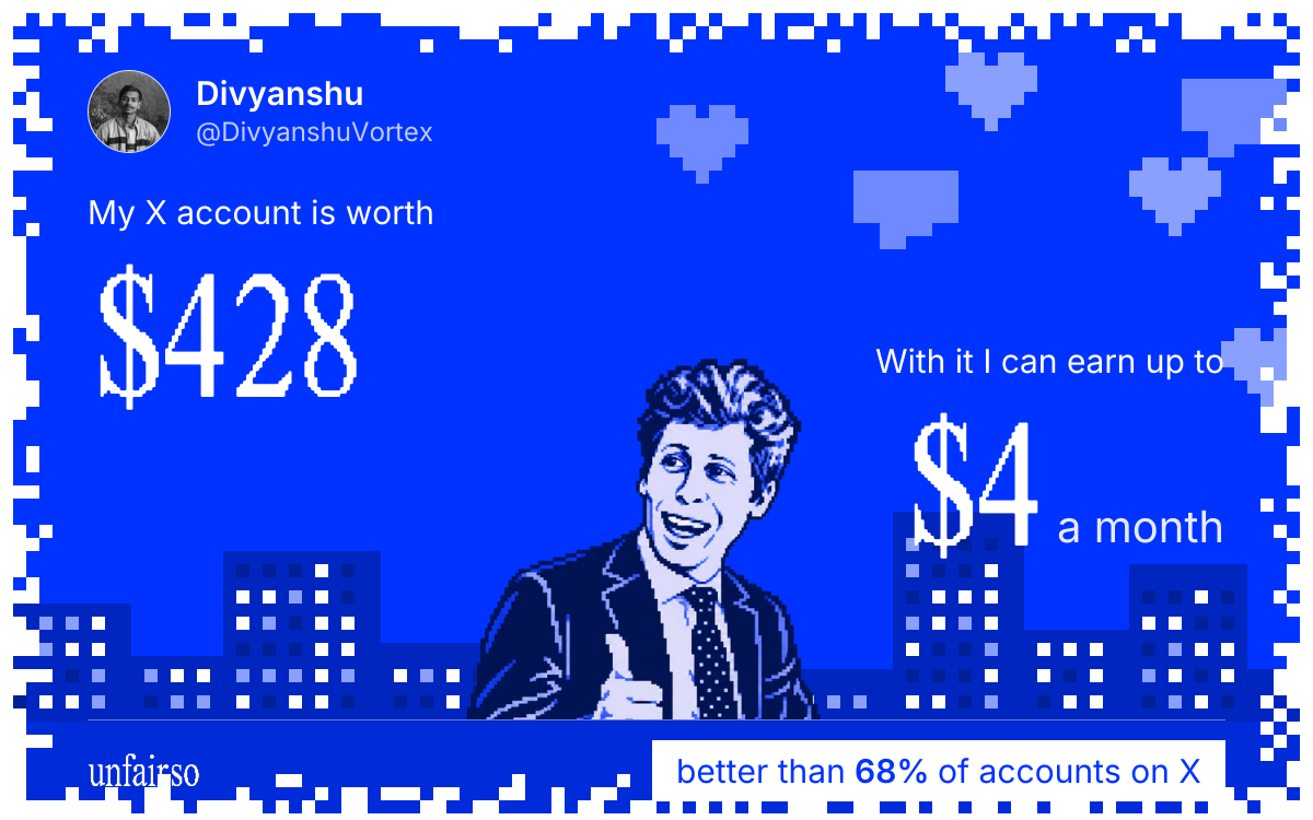 Divyanshu's X account can earn up to $4 a month