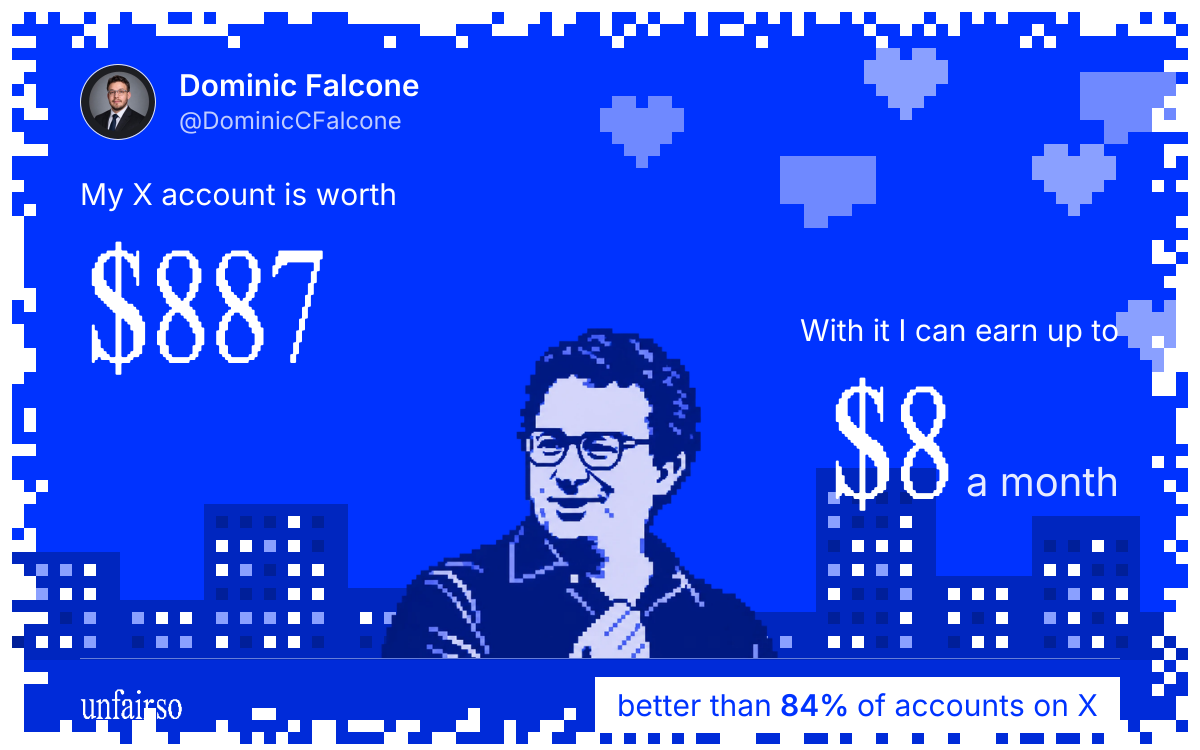 Dominic Falcone's X account can earn up to $8 a month