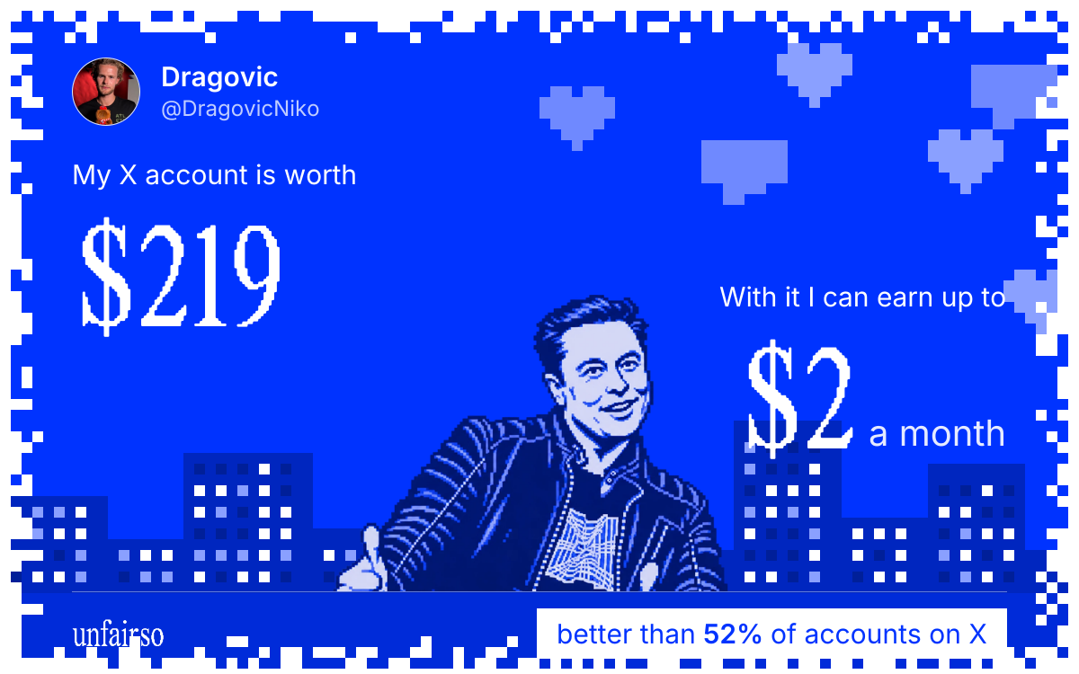 Dragovic's X account can earn up to $2 a month