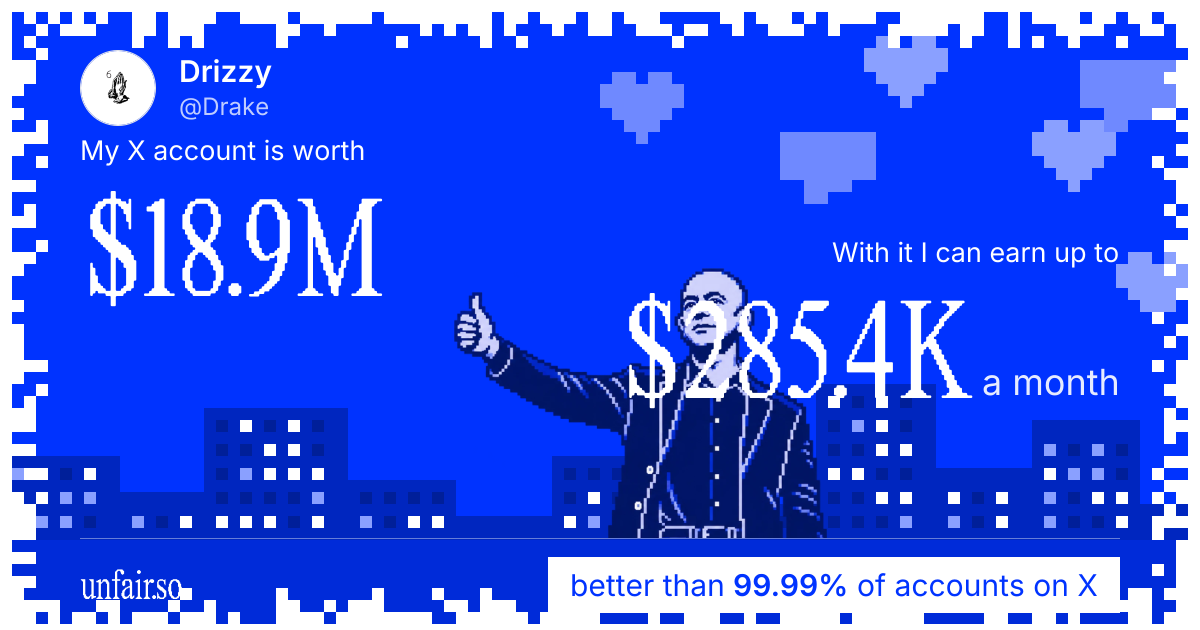 Drizzy's X account can earn up to $285.4K a month