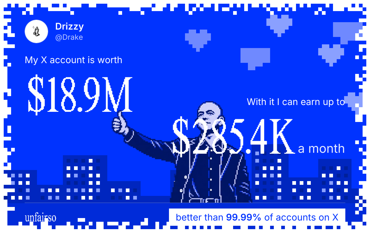 Drizzy's X account can earn up to $285.4K a month