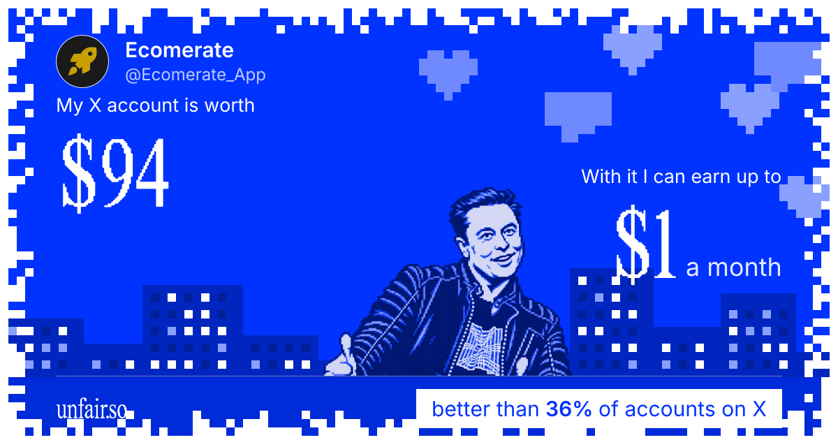 Ecomerate's X account can earn up to $1 a month