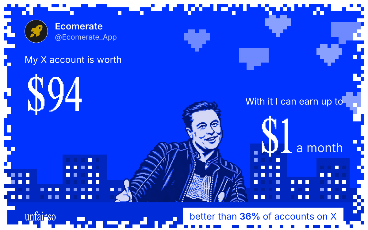 Ecomerate's X account can earn up to $1 a month