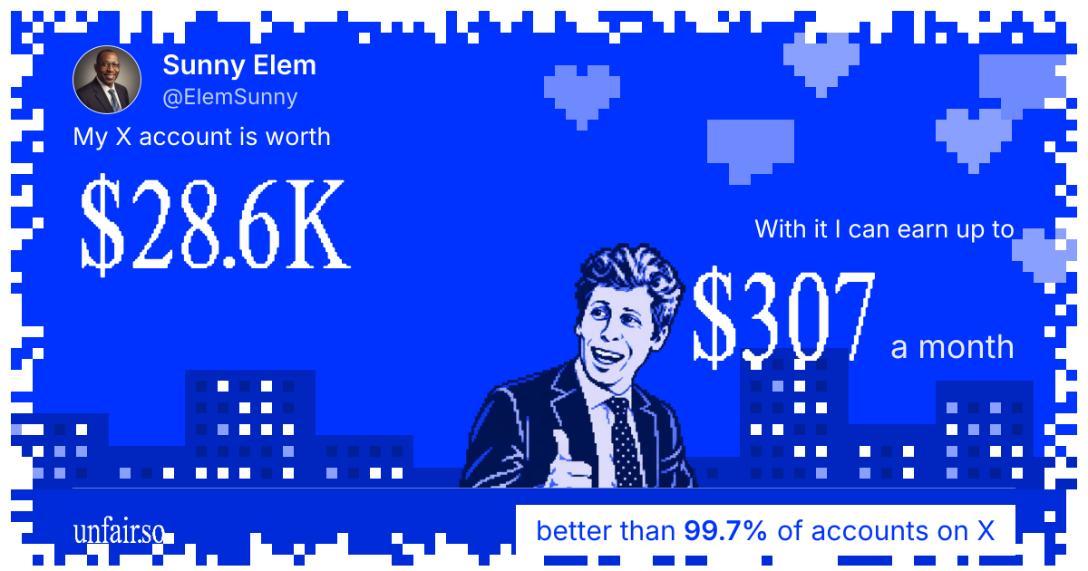 Sunny Elem's X account can earn up to $307 a month