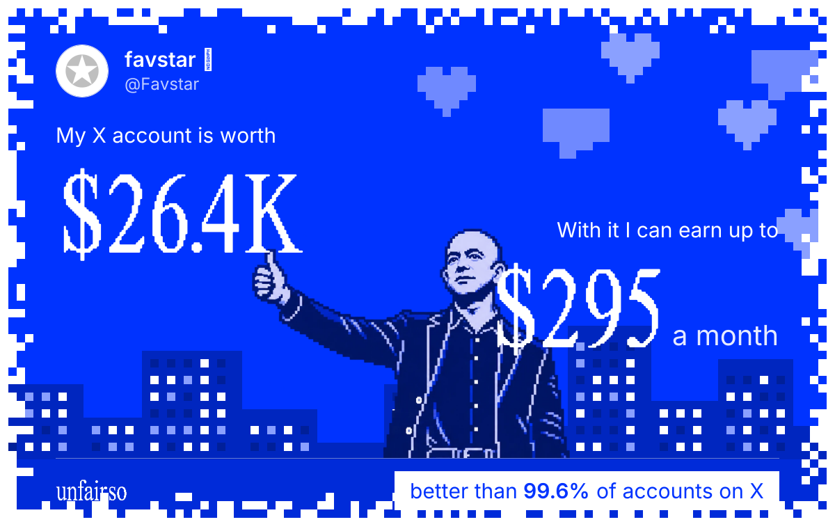 favstar ✪'s X account can earn up to $295 a month