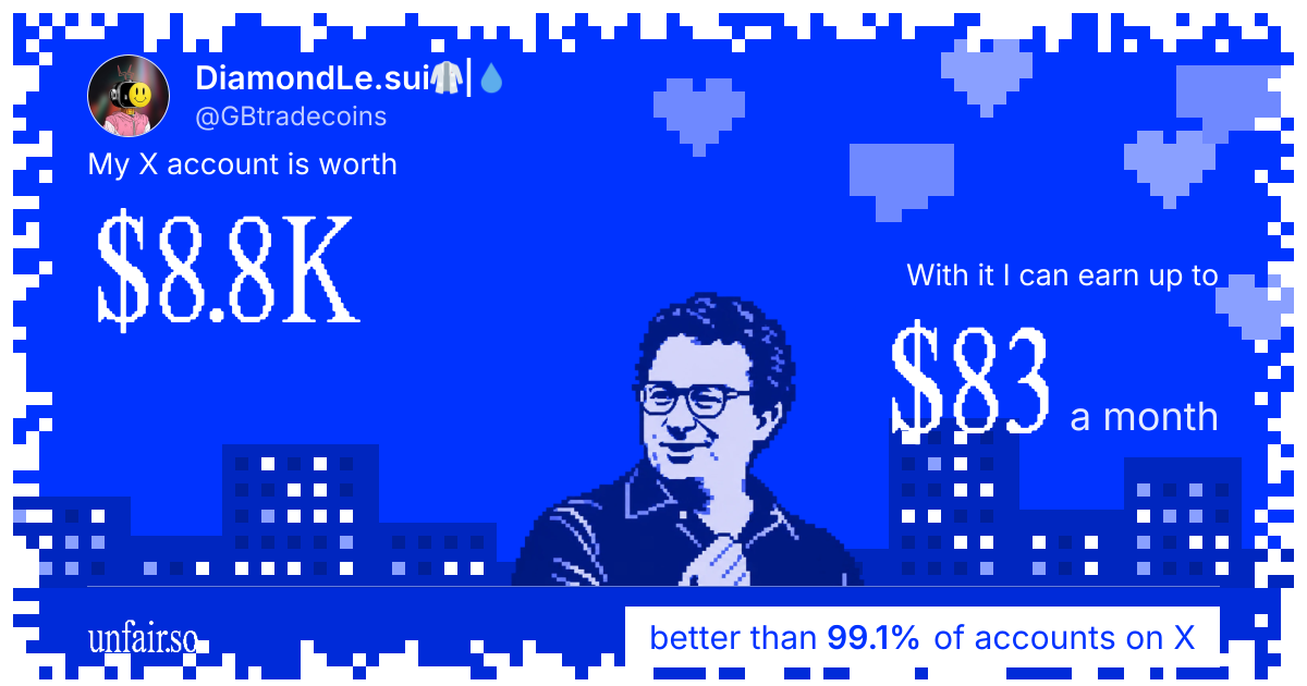 DiamondLe.sui🥼|💧's X account can earn up to $83 a month