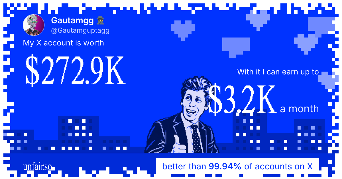 Gautamgg 🕵's X account can earn up to $3.2K a month
