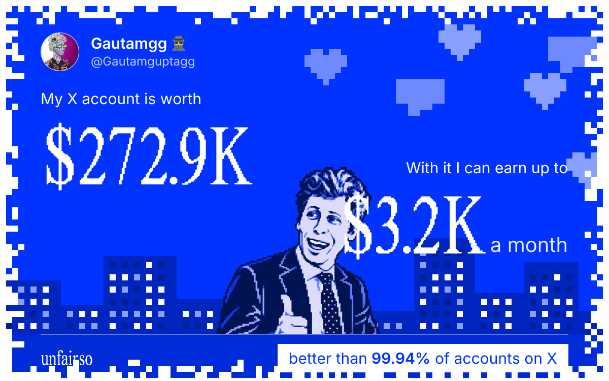 Gautamgg 🕵's X account can earn up to $3.2K a month