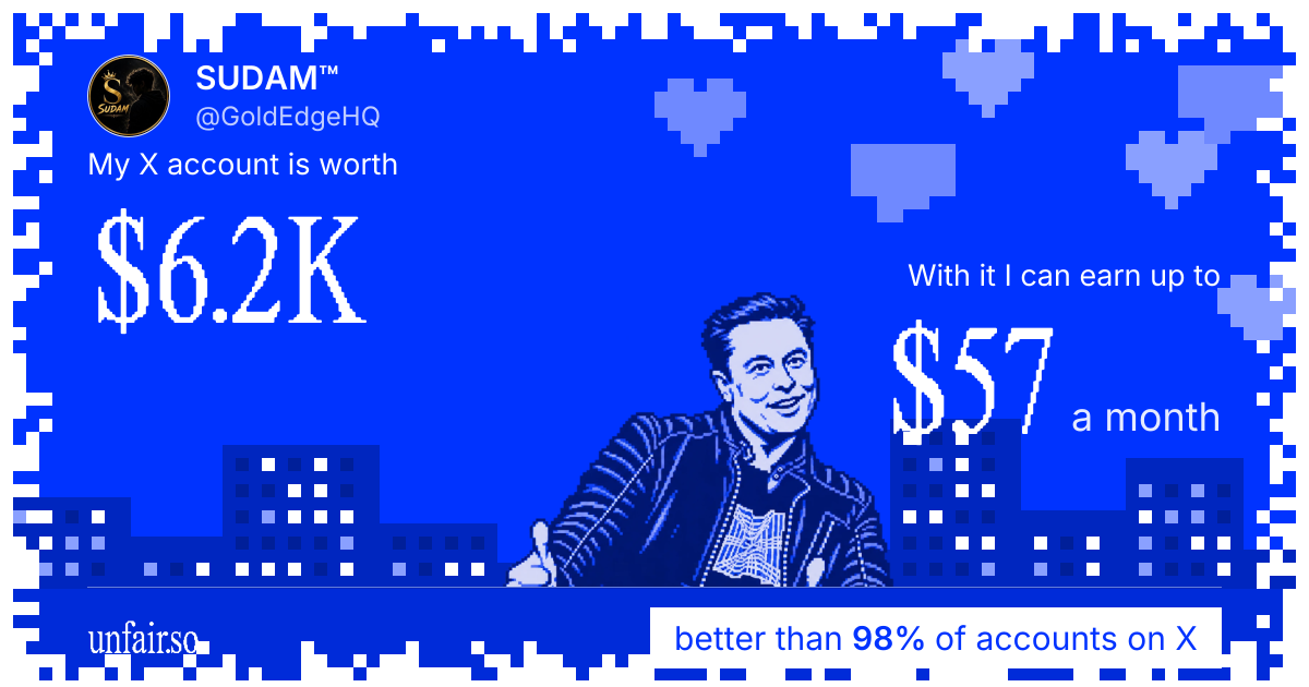 SUDAM™'s X account can earn up to $57 a month