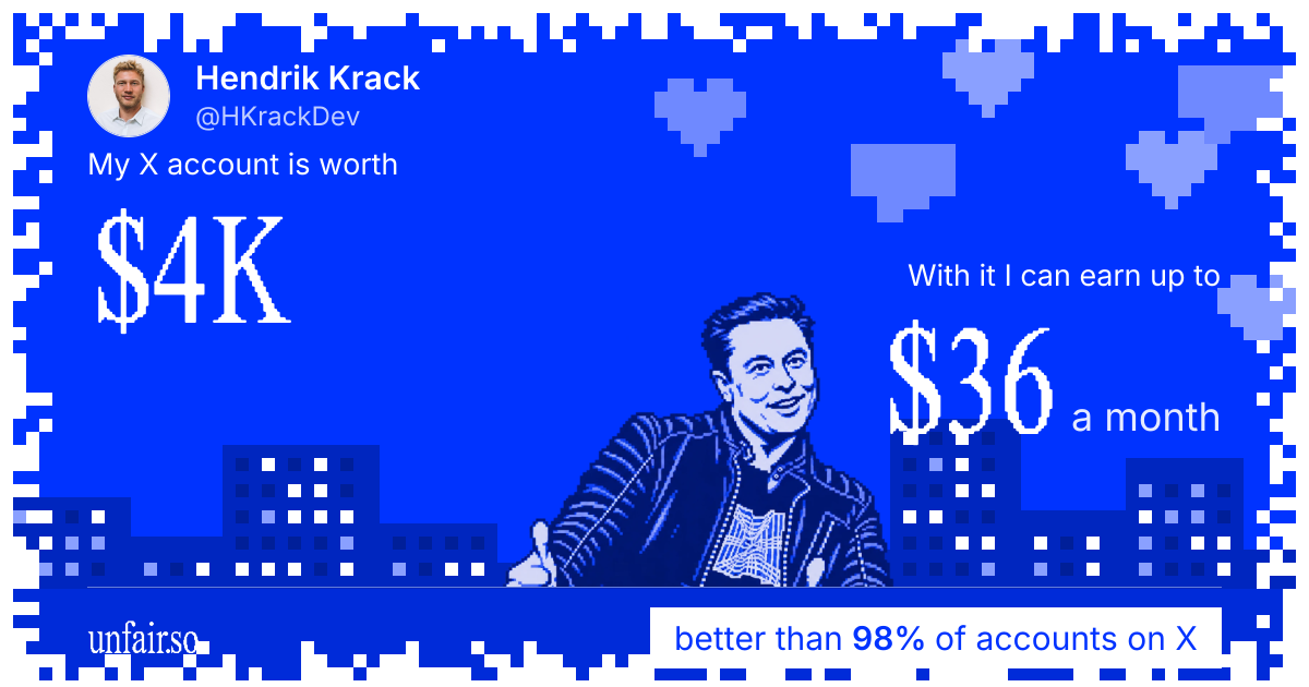 Hendrik Krack's X account can earn up to $36 a month