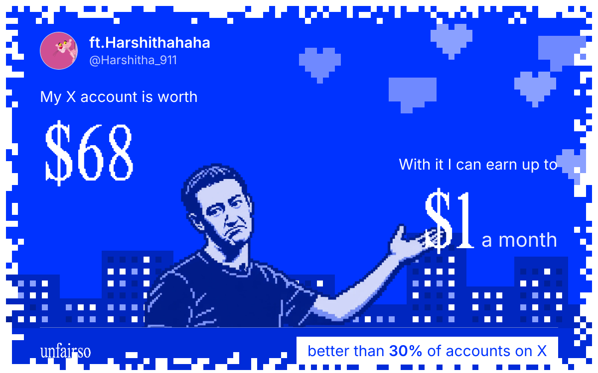 ft.Harshithahaha's X account can earn up to $1 a month