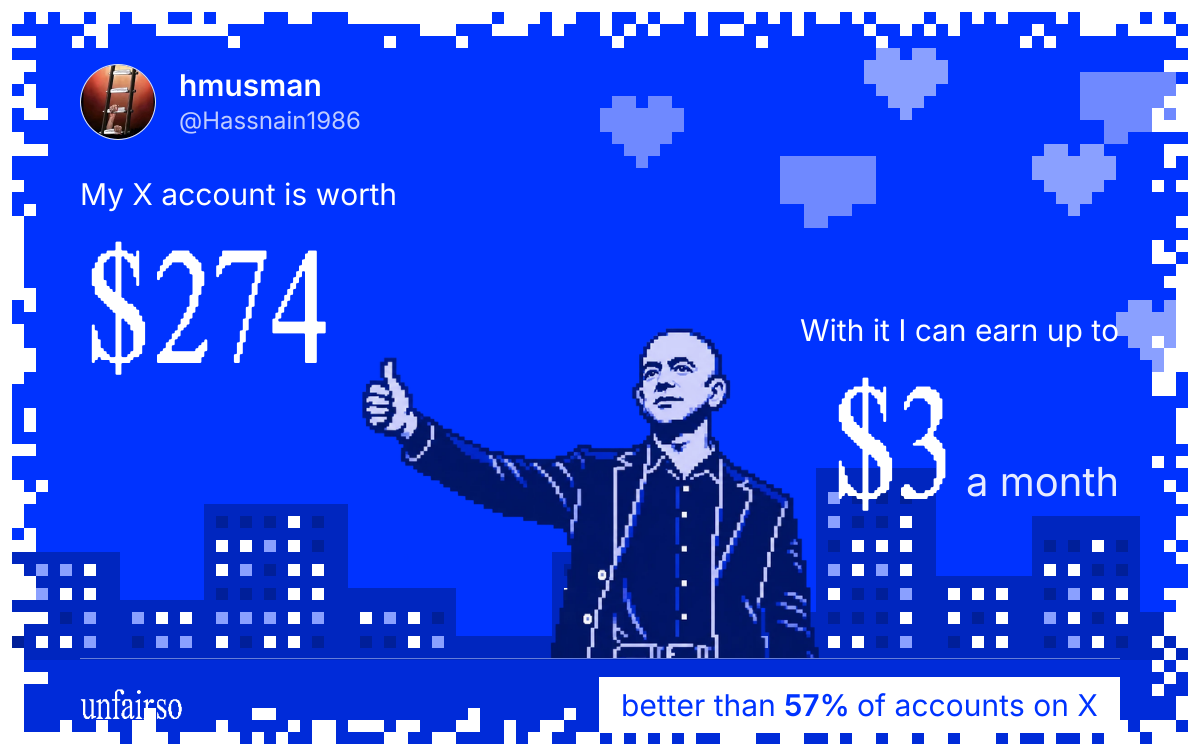 hmusman's X account can earn up to $3 a month