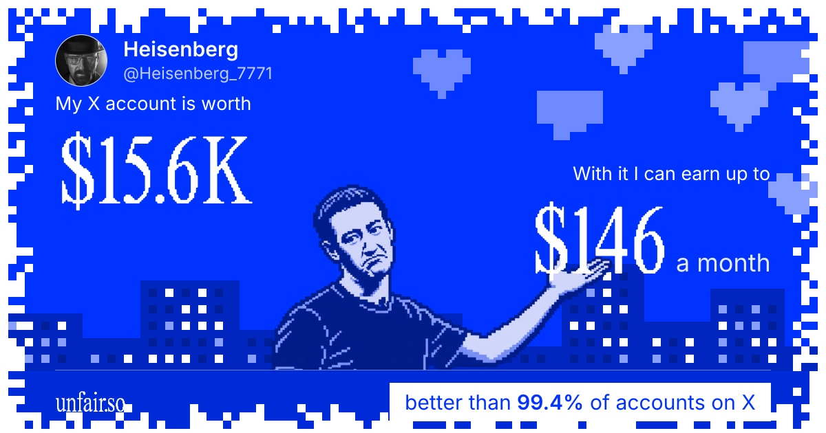 Heisenberg's X account can earn up to $146 a month