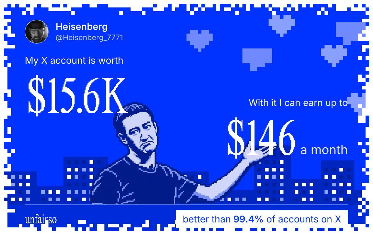 Heisenberg's X account can earn up to $146 a month