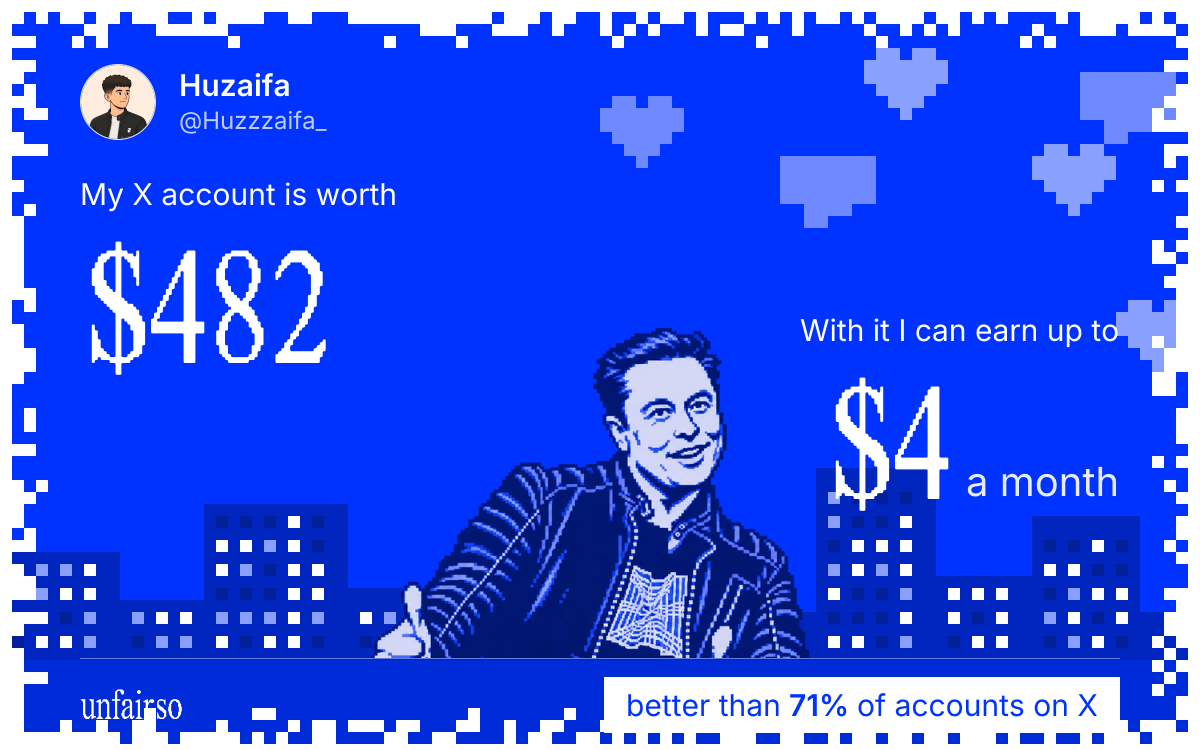 Huzaifa's X account can earn up to $4 a month