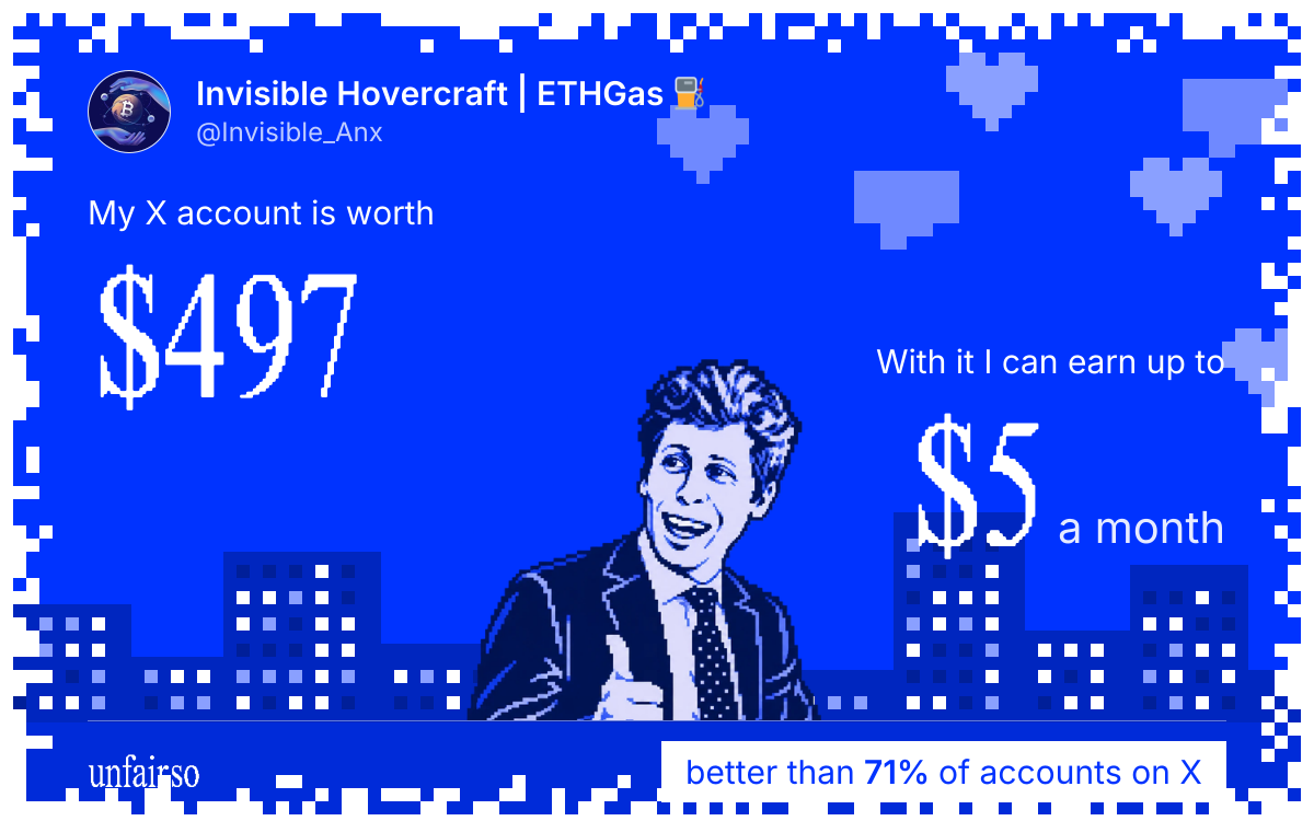 Invisible Hovercraft | ETHGas ⛽'s X account can earn up to $5 a month