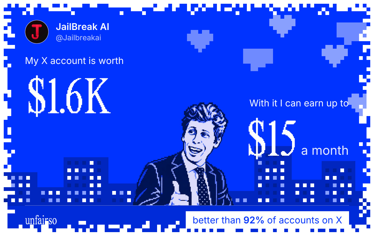 JailBreak AI's X account can earn up to $15 a month