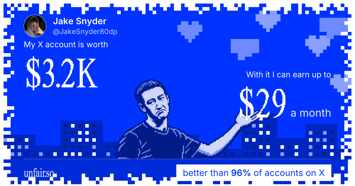 Jake Snyder's X account can earn up to $29 a month