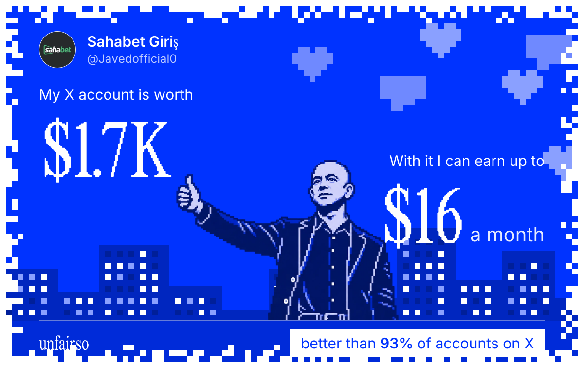 Sahabet Giriş's X account can earn up to $16 a month