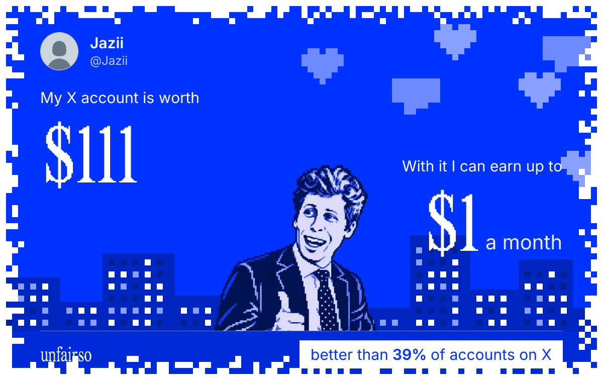 Jazii's X account can earn up to $1 a month