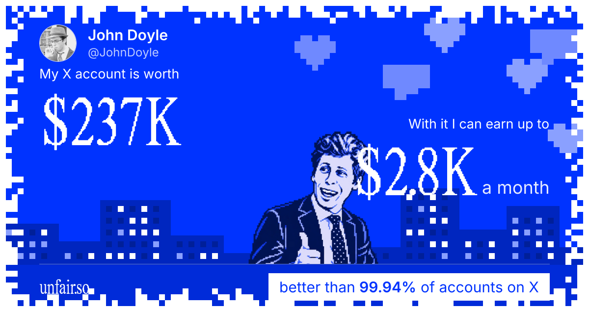 John Doyle's X account can earn up to $2.8K a month