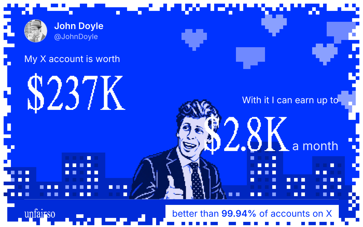 John Doyle's X account can earn up to $2.8K a month