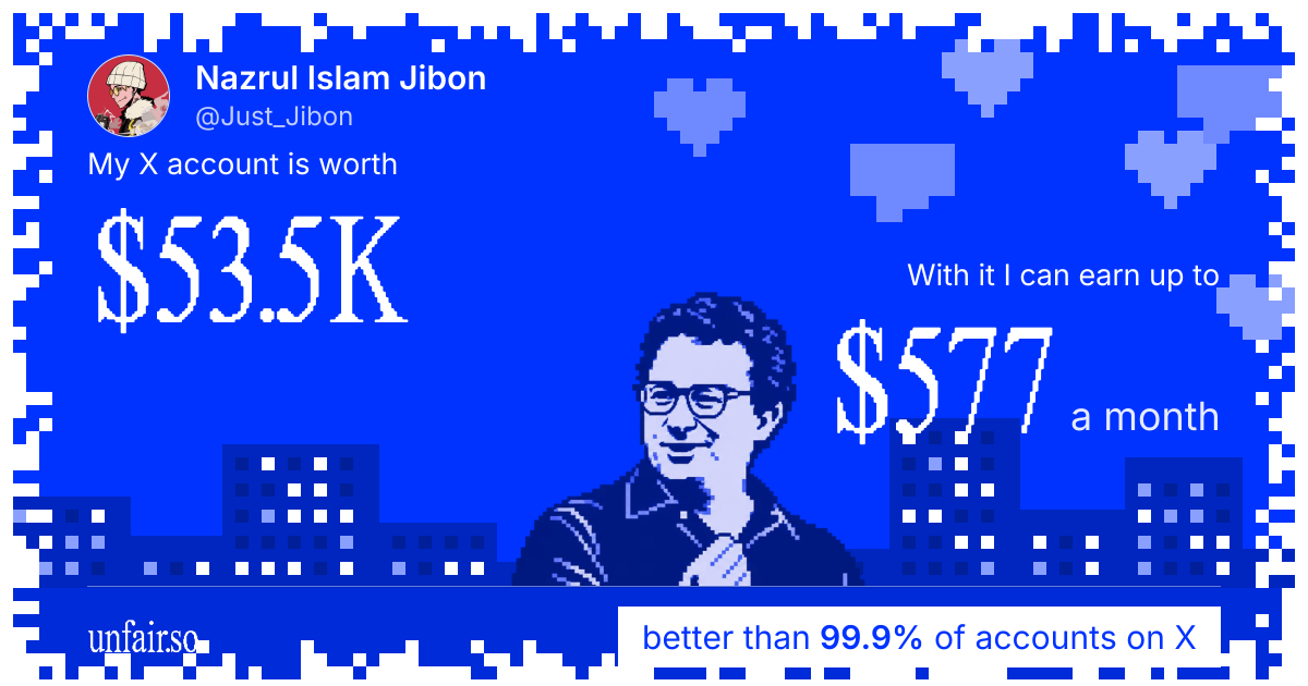 Nazrul Islam Jibon's X account can earn up to $577 a month