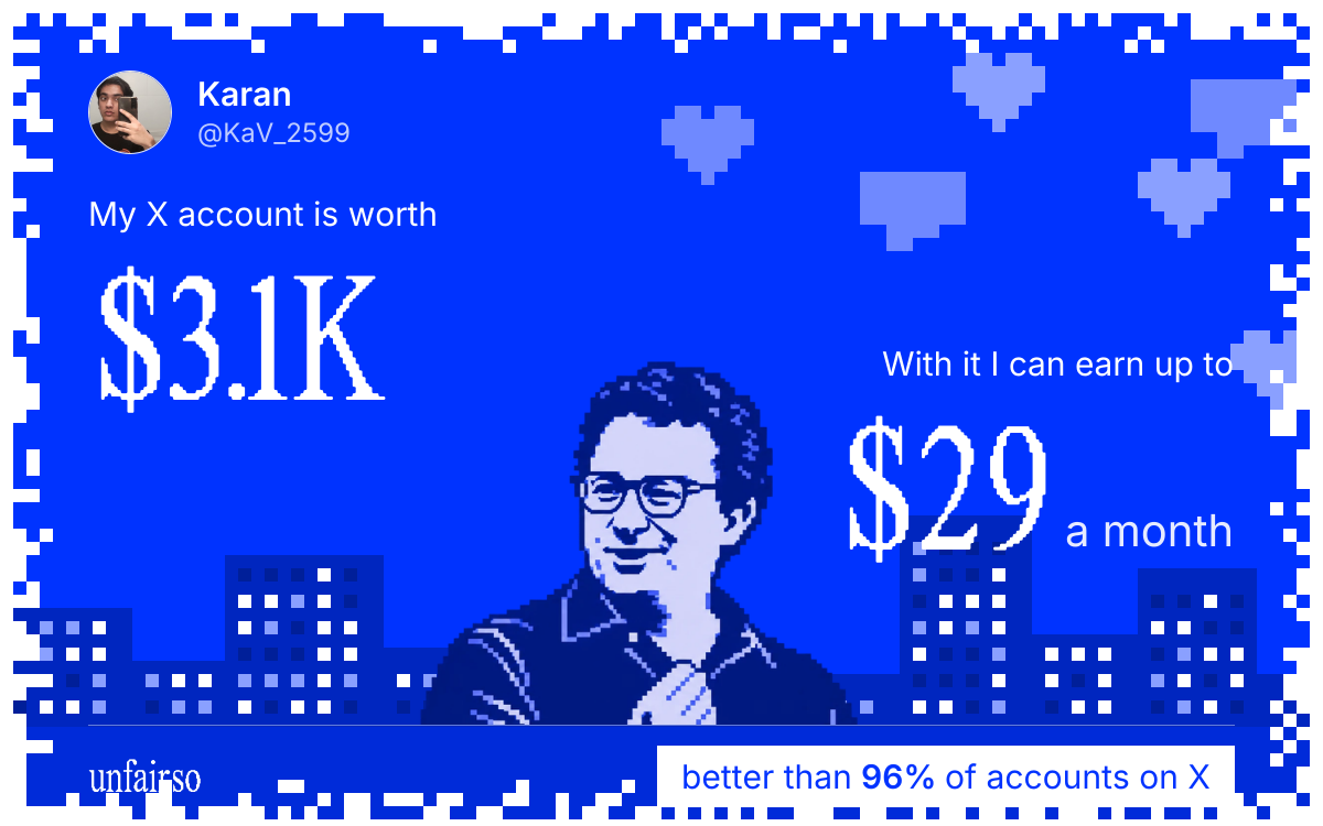 Karan's X account can earn up to $29 a month