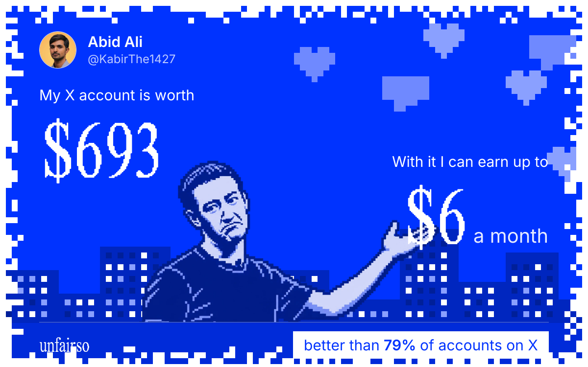 Abid Ali's X account can earn up to $6 a month