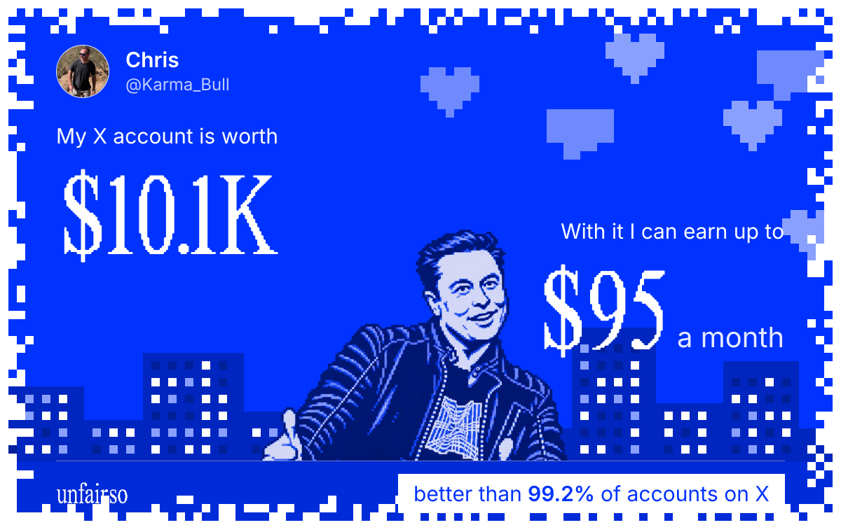 Chris's X account can earn up to $95 a month