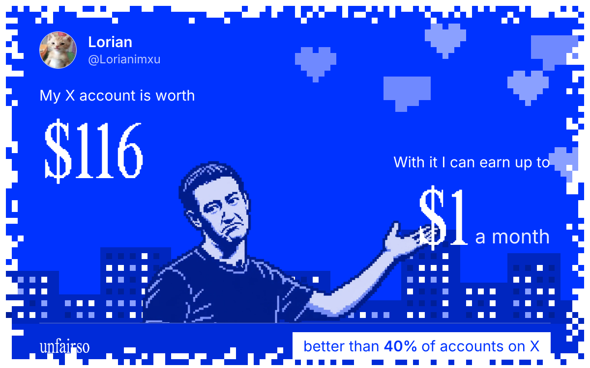 Lorian's X account can earn up to $1 a month