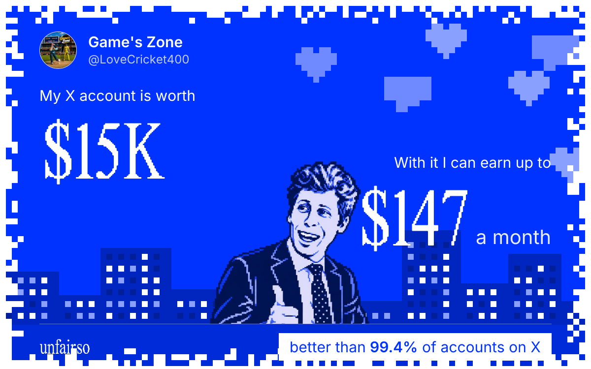 Game's Zone's X account can earn up to $147 a month