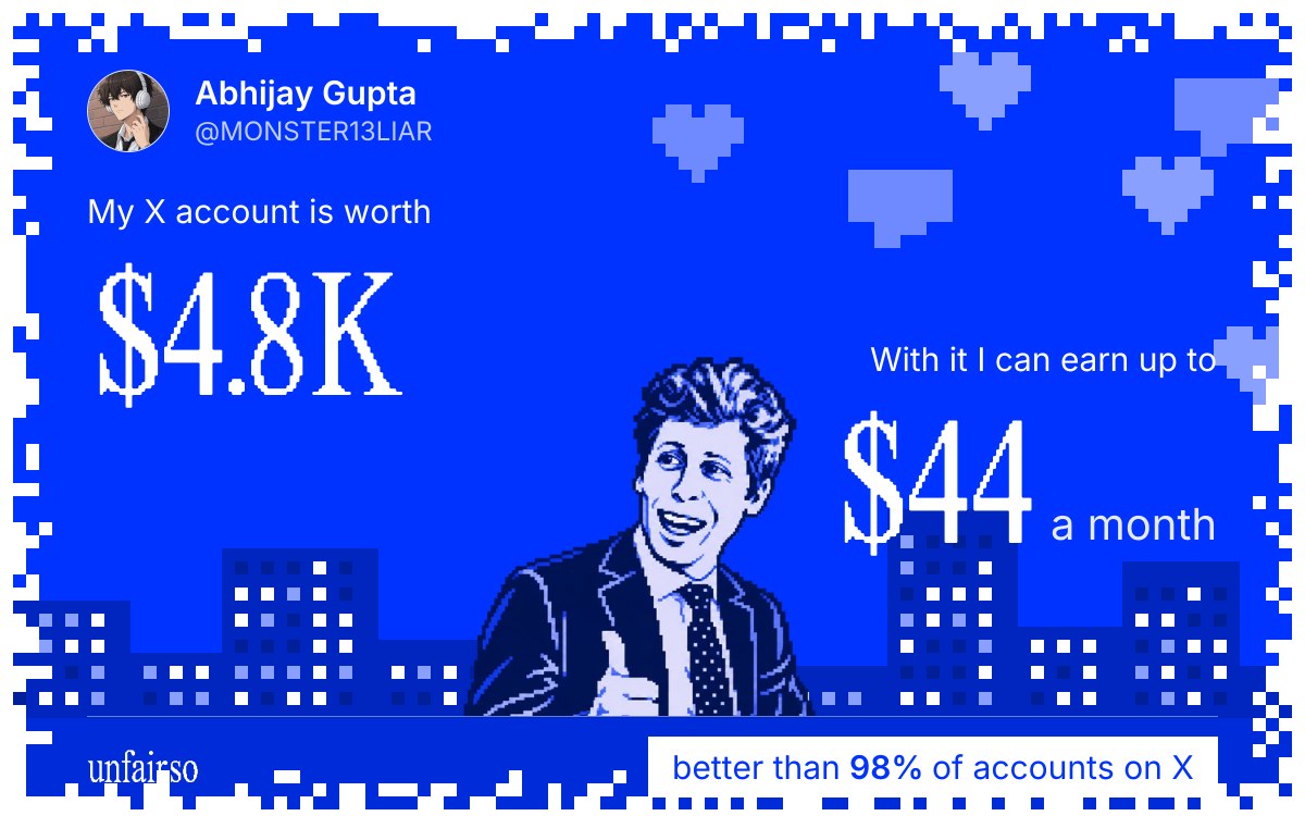 Abhijay Gupta's X account can earn up to $44 a month