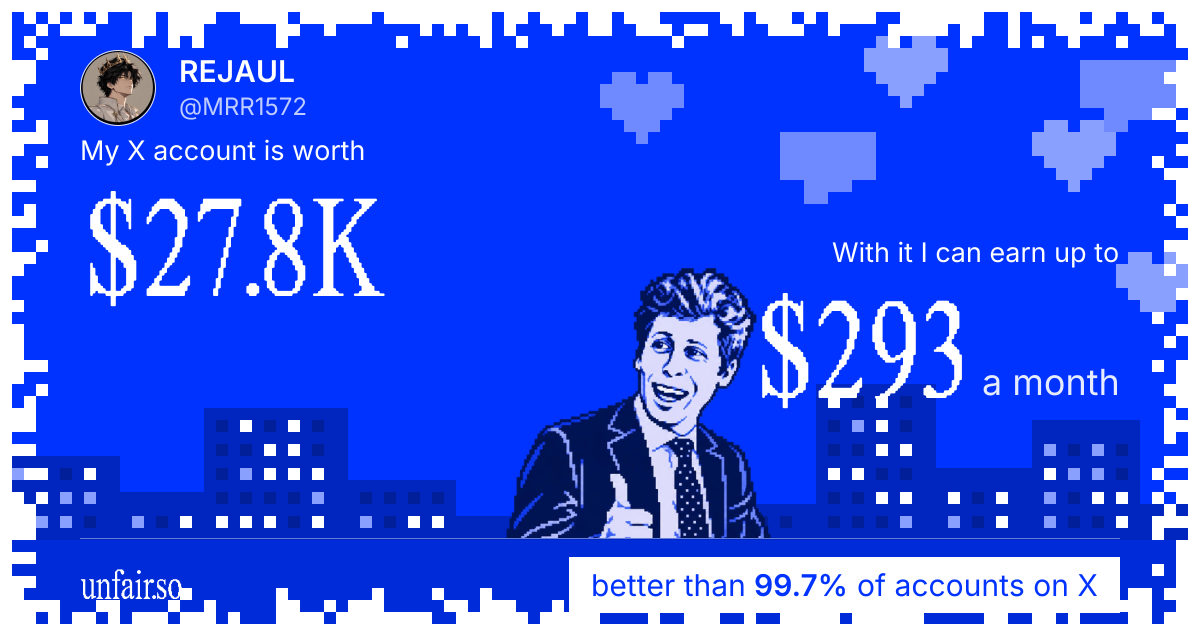 REJAUL's X account can earn up to $293 a month