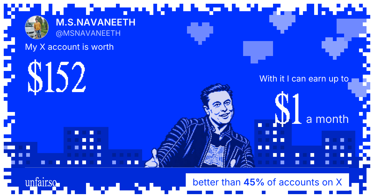 M.S.NAVANEETH's X account can earn up to $1 a month